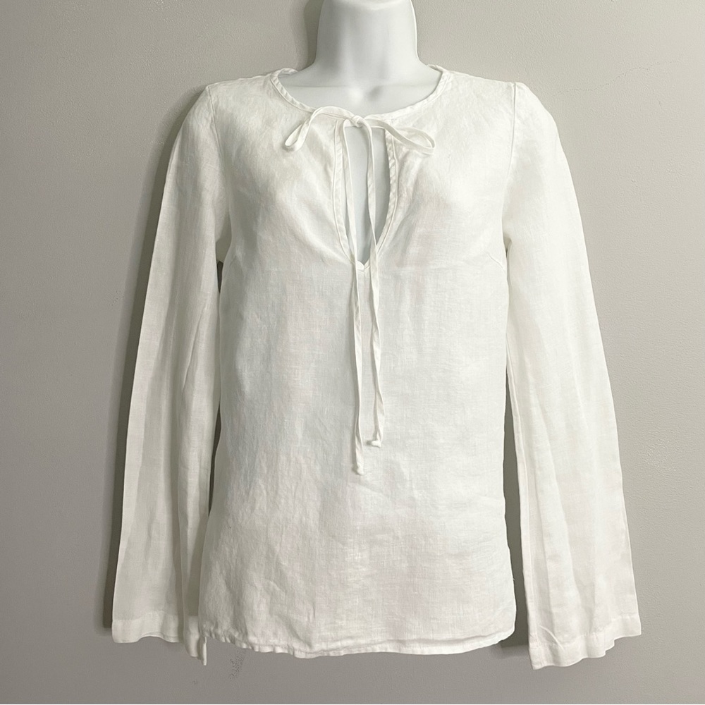 JUICY COUTURE Linen Long Sleeve Peasant Blouse